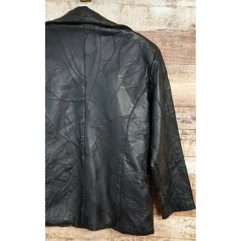 Flight Path Mens S Motorcycle Jacket Black Leather Biker Full Zip Lined Coat